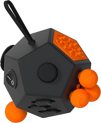 Fidget Dodecagon –12-Side Fidget Toys Cube Relieves Stress and Anxiety Anti Depression Travel Toy Christmas Stocking Stuffers Gifts for Children and Adults (A1 Black)