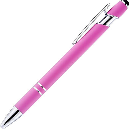 LINFANC 12 Pack Pink Ballpoint Pen with Stylus Tip, 1.0 mm Black Ink Smooth Writing Pens, Metal Stylus Pens for Touch Screens