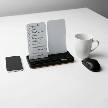 DeltaHub Reusable To-Do List for Desk - Dry Erase Daily Planner with 2 Cards, Marker & Eraser - Minimalist Desktop Organizer for Office, Work from Home - Analog Productivity Tool (White)