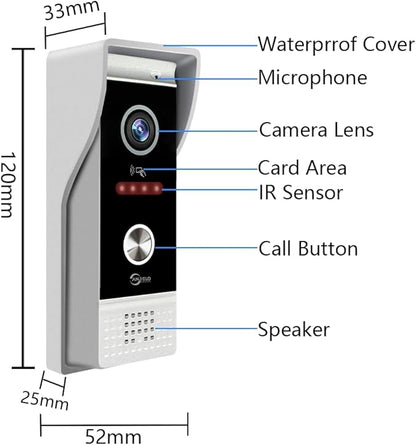 Video Doorbell Intercom System,7 Inches Touch Screen Video Doorbell Door Phone System,Support Remote Unlock, Dual-Way Intercom,Night Vision for Villa House Office Apartment (1-Camera + 2-Monitor)
