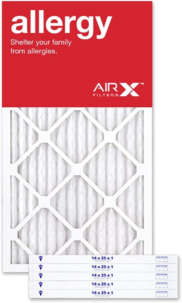 14x25x1 Air Filter ALLERGY MERV 11 Pleated Furnace Filter 6 Pack fits HVAC AC & Heater Units - Made in the USA by AIRx Filters