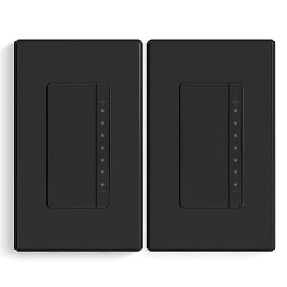 ELEGRP Dimmer Switch, Digital Dimmer Light Switch for LED Lights 150W, INC/HAL 450W, Single Pole LED Dimmer Switch, Needs Neutral Wire, Wall Plate Included, UL Listed, 2 Pack, Matte Black
