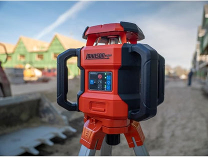 Johnson Level & Tool JRT300-RDHV-K Self-Leveling Red Dual Slope Rotary Laser Kit, 4,000FT Range, Hard-shell Carry Case, Lithium Ion Batteries, Magnetic Target, Laser Detector, Remote Control