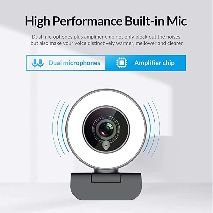 Angetube Streaming 1080P HD Webcam Built in Adjustable Ring Light and Mic. Advanced autofocus AF Web Camera for Google Meet Gamer Facebook YouTube Streamer
