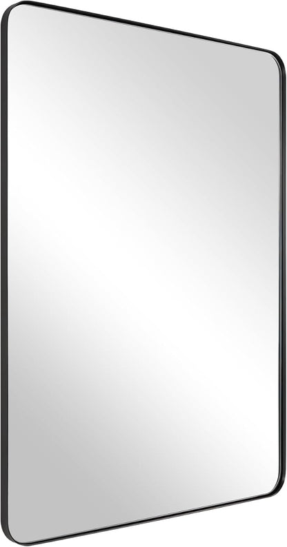 ANDY STAR Wall Mirror for Bathroom with Stainless Steel Metal Frame, 22"x30" Rectangle Rounded Corner Frame, Matte Black Finish