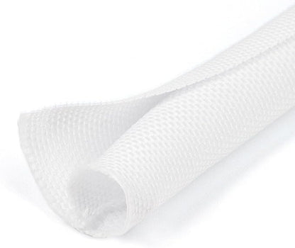 HOLED 1-1/4 inch Split Braided Cable Management Sleeve for USB Cable Power Cord Audio Video Cable, Wire Loom Cord Protector from Cat Dog Chewing (White, 10FT)
