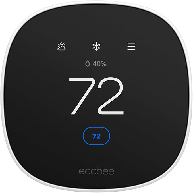 ecobee Smart Thermostat Essential - Energy Star Certified programmable Wi-Fi Thermostat - Works with Siri, Alexa, and Google Assistant