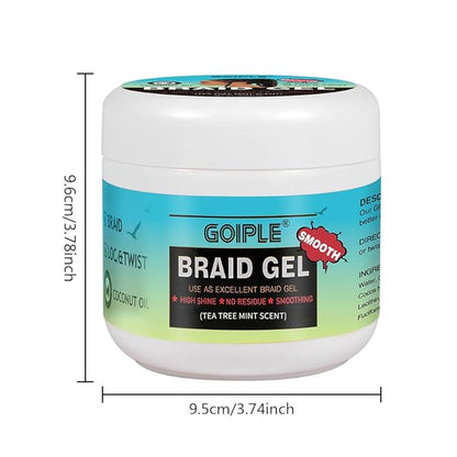 16 OZ Braiding Gel for Twist, Locs, Braids, Edge Control - Extra Hold, High Shine, No Flake, Long Lasting for Locks, Cornrows - Smooths & Tames Frizz (Tea Tree)