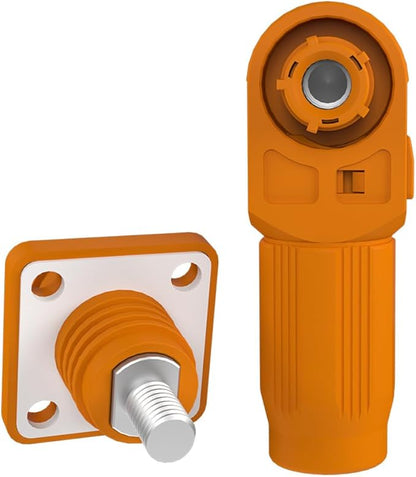 1 Set Battery Energy Storage Connector, Quick Plug Terminal High Current Connectors Right Angle Plug and Socket IP67 Waterproof Power Connector Stud Wiring Method 150A 35mm² (150A, Orange)