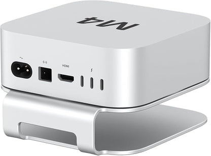 AKKYAJAURE Mac mini M4 Dock Stand, Aluminum Desktop Stand Mount for New Mac mini M4 and M4 Pro, Improved Cooling, Easy Power Button Access & Desk Organization – Essential Mac mini M4 Accessories
