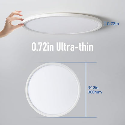 YELIOLED 6 Pack 12 Inch Slim Dimmable LED Flush Mount Ceiling Light Fixtures, 24W 2640LM 3000K/4000K/5000K, House Upgrade Led Lights for Bedroom Hallway Laundry Room Rental Units, 240W Equiv., White