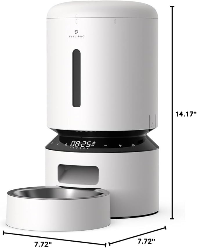 PETLIBRO Automatic Cat Feeder, Automatic Dog Food Dispenser with Freshness Preservation, 5L Timed Pet Feeders for Dry Food, Up to 6 Meals Per Day, Granary 5L Basic Button Type White