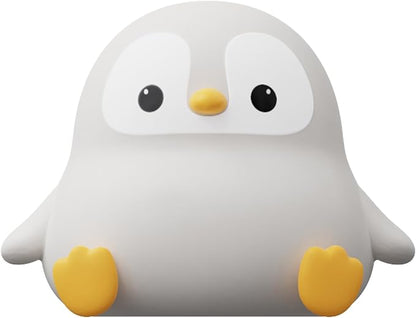 ATSUI Penguin Night Light, LED Squishy Novelty Animal Night Lamp, Food Grade Silicone, 2 Level Dimmable, Nursery Nightlight for Desk Decor, Funny Gifts Stuff for Boys Girls Baby, White Elephant Gifts