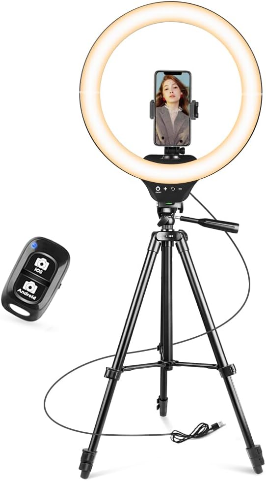 Sensyne 14" Ring Light with Tripod Stand, LED Circle Light with Phone Holder, for Photo Selfie, Video Recording, Zoom Meeting