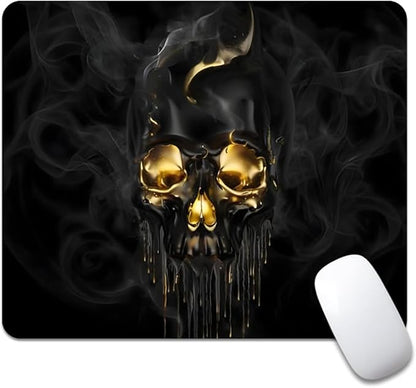 Gold Black Skull Square Mouse pad, Texture, Waterproof, Anti Slip Rubber Base, Computer Mouse pad, Laptop Mouse pad