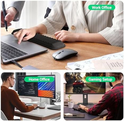 MEKASS Ergonomic Wrist Rest for Keyboard and Mouse, Soft Memory Foam Keyboard Wrist Rest Set with Non-Slip Silicone Base, Easy Typing, Pain Relief, Comfort for Office, Work, Gaming (White)