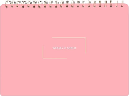 Undated Weekly Planner | 8.25” x 11.75” Work To-Do Notebook | ADHD Academic Organizer | Multi-Layout | Men and Women Planner | College Supplies | Pink | Landscape Layout