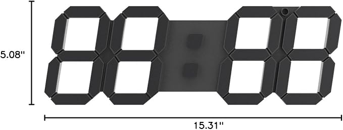 mooas 3D LED Clock, Multi-Function LED Clock (Calendar, Alarm, Temperature) (15.3" Big Plus White Wall Clock with Remote Control)