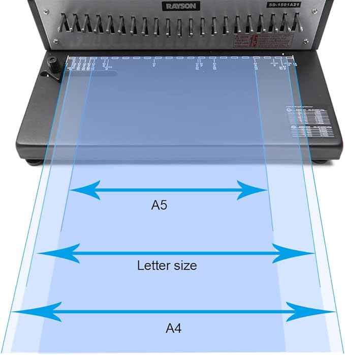Rayson SD-1501A21 Binding Machine with Combs Set - 21 Hole / 200 Sheets Comb Binder for Punching or Binding