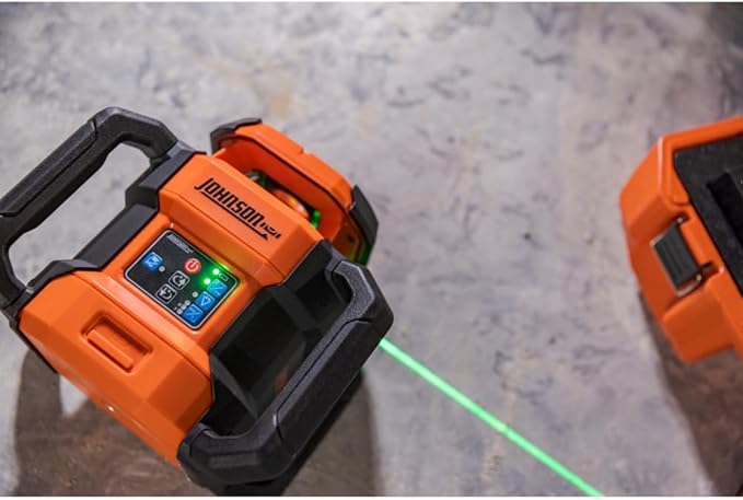 Johnson Level & Tool JRT300-GNHV-K Self-Leveling Dual Slope Rotary Laser Kit with GreenBrite® Technology, 4,000FT Range, Lithium Ion Batteries, Magnetic Target, Laser Detector, Remote Control