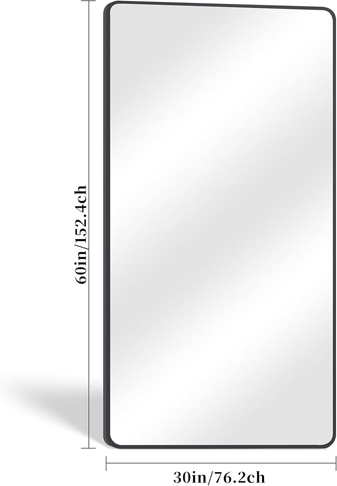 30" x 60"Bathroom Mirror, Matte Black Wall Mirror with Metal Frame, Decorative Rectangular Vanity Mirror for Bedroom Bathroom Living Room Entryway (Horizontal)