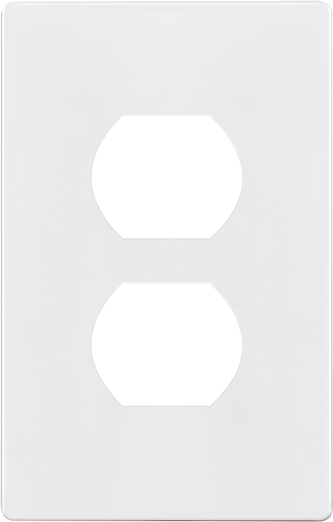 ENERLITES Screwless Duplex Wall Plate, Child Safe Receptacle Outlet Cover, Standard Size, 1-Gang 4.68" x 2.93", Unbreakable Polycarbonate Thermoplastic, UL Listed, SI8821-W, Glossy, White