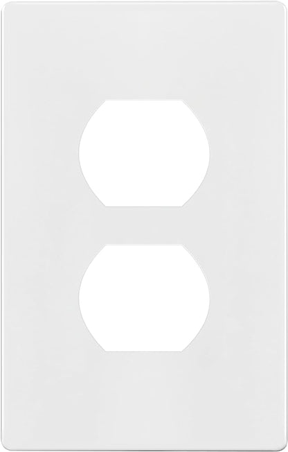 ENERLITES Screwless Duplex Wall Plate, Child Safe Receptacle Outlet Cover, Standard Size, 1-Gang 4.68" x 2.93", Unbreakable Polycarbonate Thermoplastic, UL Listed, SI8821-W, Glossy, White