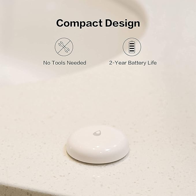 Aqara Water Leak Sensor, Zigbee Wireless Water Leak Detector for Alarm System and Smart Home Automation, Requires AQARA HUB, App Notifications, for Kitchen, Bathroom, Basement, Works with IFTTT