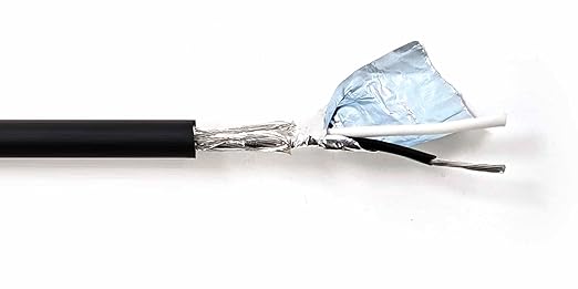 KWANGIL 2C 22AWG AMSB Shielded Cable Wire (UL2464) - Highly Flexible Str TC, PVC Ins, OS+TC BRD, PVC JKT for CNC Machine, Stepper Motor, VFD Spindle (Matte Black 50FT)