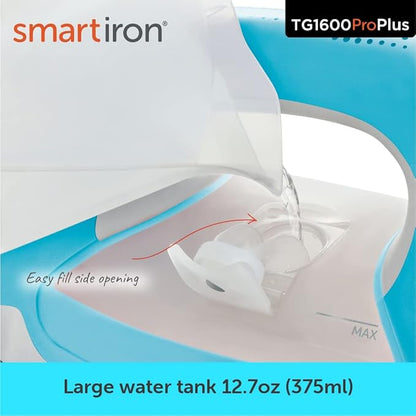 oliso TG1600 ProPlus Smart Iron with Auto-Lift – 1800 Watt Steam Iron for Clothes, Sewing, Quilting & Crafting – Diamond Ceramic-Flow Soleplate, Turquoise