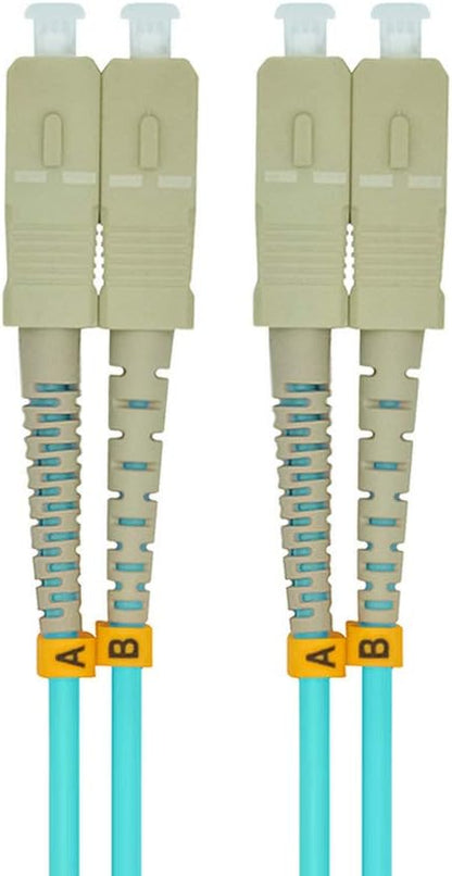 Jeirdus 50Meters 160ft SC to SC Duplex 50/125 10G OM3 Multi-Mode Fiber Optic Cable Jumper Optical Patch Cord SC-SC