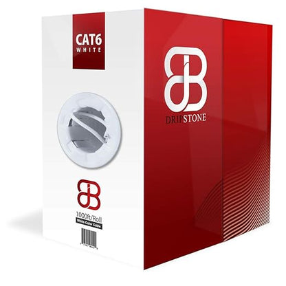 Dripstone CAT6 Ethernet Cable 1000ft Bulk Network LAN Wire 23AWG Solid CCA UTP 550MHz High-Speed Internet Cable Gaming, Streaming, Office, Home Use, Pull Box, Cat6 Bulk, Stable Connectivity - White