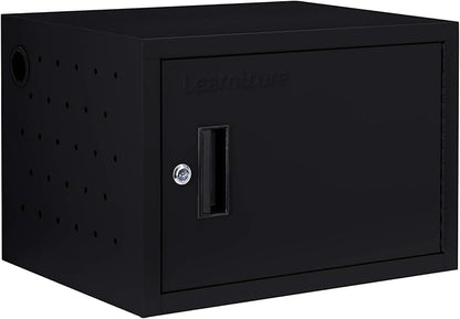 Learniture Structure Series 12-Device Charging Station for Laptops and Tablets, Wall-Mount Lockable Charging Cabinet for 12 Tablets/Chromebooks, Black