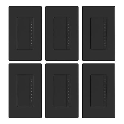 ELEGRP Dimmer Switch, Digital Dimmer Light Switch for LED Lights 150W, INC/HAL 450W, 3 Way LED Dimmer Switch, Needs Neutral Wire, Wall Plate Included, UL Listed, 6 Pack, Matte Black