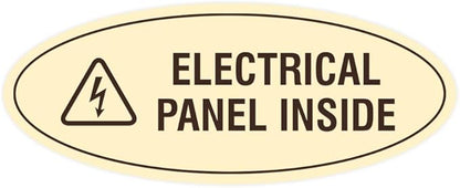 Signs ByLITA Oval Electrical Panel Inside Sign (Ivory/Dark Brown) - Large 2 Pack