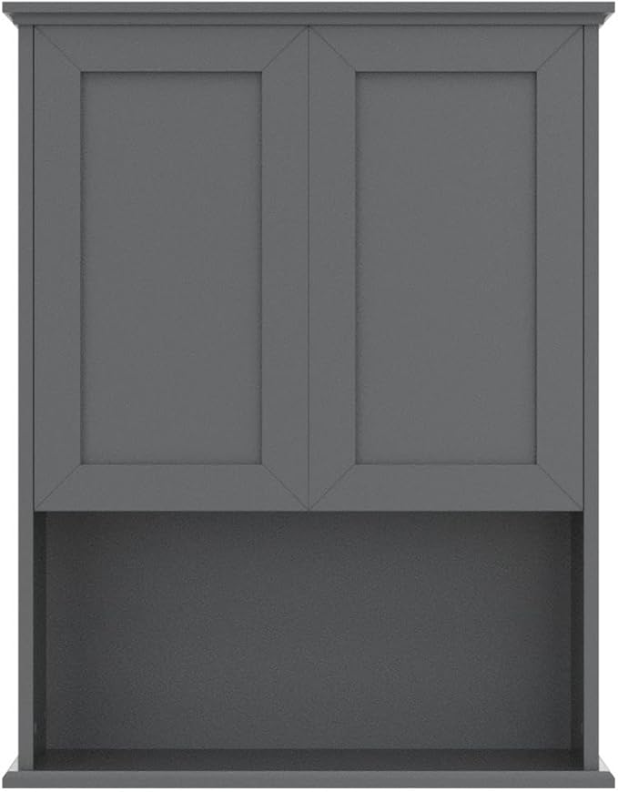 Grey Cabinet Wall Mounted with 2 Doors, Wooden Medicine Cabinet with Adjustable Shelf, 23"x 29" Over Toilet Wall Hanging Cabinets for Bathroom Bedroom, Kitchen, Laundry Room