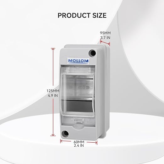 MOLLOM 2 Way Circuit Breaker MCB Distribution Protection Box with DIN Rail, IP65 Waterproof,for Indoor and Outdoor