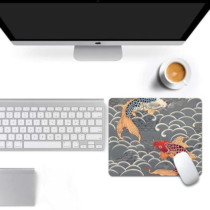 Koi Fish Japanese Tattoo Square Mouse pad, Texture, Waterproof, Anti Slip Rubber Base, Computer Mouse pad, Laptop Mouse pad