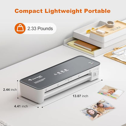 Bonsaii Laminator Machine, 9 Inch Laminators Machine with 50 Laminating Sheets, Laminator with Never Jam Technology for Doc/Posters/Photo, Simple Convenient for Home, Office and School - L418-C Grey