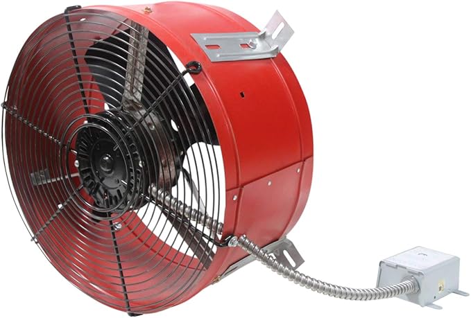 Maxx Air Professional Grade Gable Mount | Power Attic Ventilator, 2.6-Amp 60-Hz Motor and 14-Inch Blade | Quiet Home Attic Fan 1300 CFM | 1,850 SQ. FT. (Red)