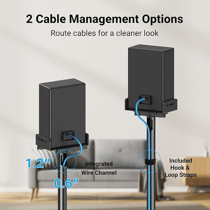 PERLESMITH Universal Speaker Stands for Surround Sound -Height Adjustable Extend 33.3”to 45.1”, Floor Speaker Stand for Satellite & Studio & Bookshelf Speakers up to 11LBS,1 Pair Black, PSSS2