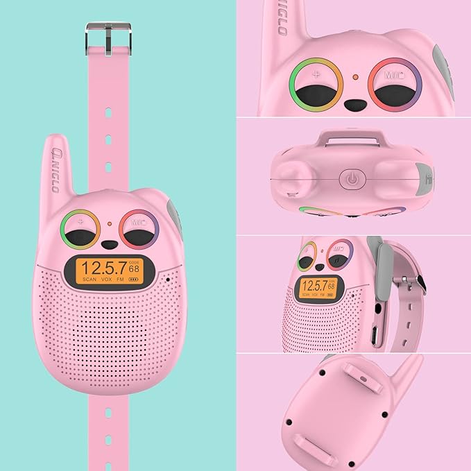 Walkie Talkies for Kids Rechargeable, Toys for 3+ Years Old Kids Walkie Talkies Rechargeable, Up to 2 Mile 2 Way Radio Birthday Toys for Girls And Boys, Pink
