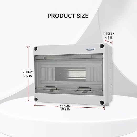 MOLLOM 12 Way Circuit Breaker MCB Distribution Protection Box with DIN Rail, IP65 Waterproof,for Indoor and Outdoor