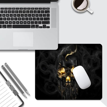 Gold Black Skull Square Mouse pad, Texture, Waterproof, Anti Slip Rubber Base, Computer Mouse pad, Laptop Mouse pad