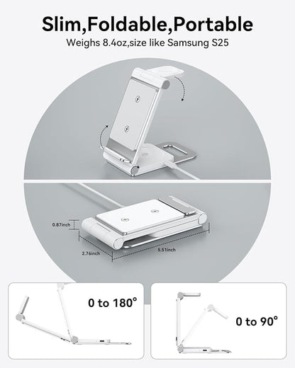 Wireless Charger for Samsung 3 in 1 Wireless Charging Station Foldable Wireless Charger Stand for Galaxy S25 S24 S23 S22 S21 Ultra/Plus Z Flip Z Fold 7 6 5 4 3 for Galaxy Watch/Galaxy Buds