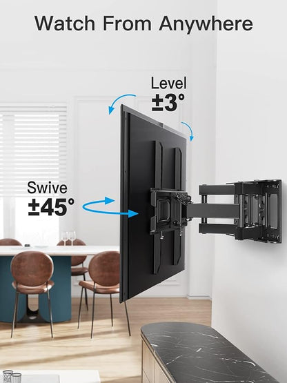 Pipishell TV Wall Mount for 26-74 inch LED LCD OLED 4K TVs up to 99lbs, Full Motion TV Mount Bracket Articulating Swivel Extension Tilting Leveling Max VESA 400x400mm, Fits 12/16 Inch Wood Studs