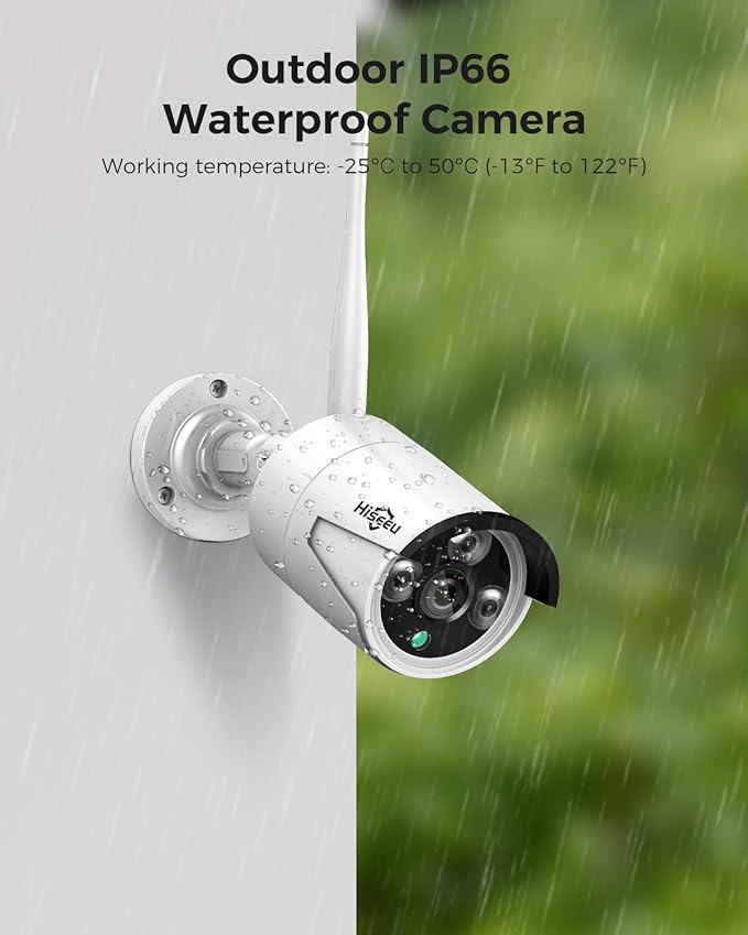 Hiseeu [24/7 Recording] Home Security Camera System, No Subscription, 4K NVR with 3MP Corded Plug-in Powered Outdoor Bullet Cameras, 2.4G/5G Wireless WiFi Connection, 1TB HDD, Night Vision, IP65
