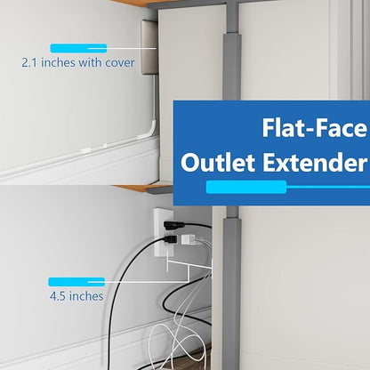 LIDER Flat-Face Outlet Extender with 3 Receptacles, Ultra-Thin Wall Plate Plug with Cord Extender and 3-Outlet Power Strip, 3ft Cord, LWE3-315-NK, ETL-Listed, Nickel