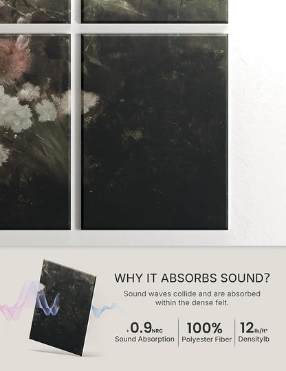 Wall Art Acoustic Panels,35''X24''Sound Absorbing Panels-8-Pack with 50 Adhesive Tabs, Decorative Sound Absorbing Panels for Living Room and Recording Studio, Offices-Garden in May