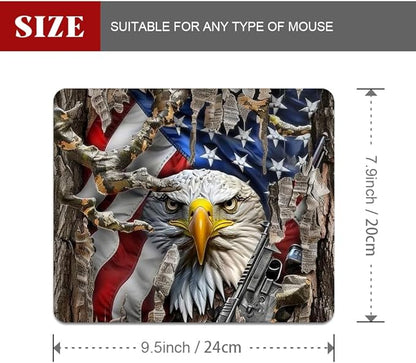 American Flag Eagle rip Oak camo Square Mouse pad, Texture, Waterproof, Anti Slip Rubber Base, Computer Mouse pad, Laptop Mouse pad